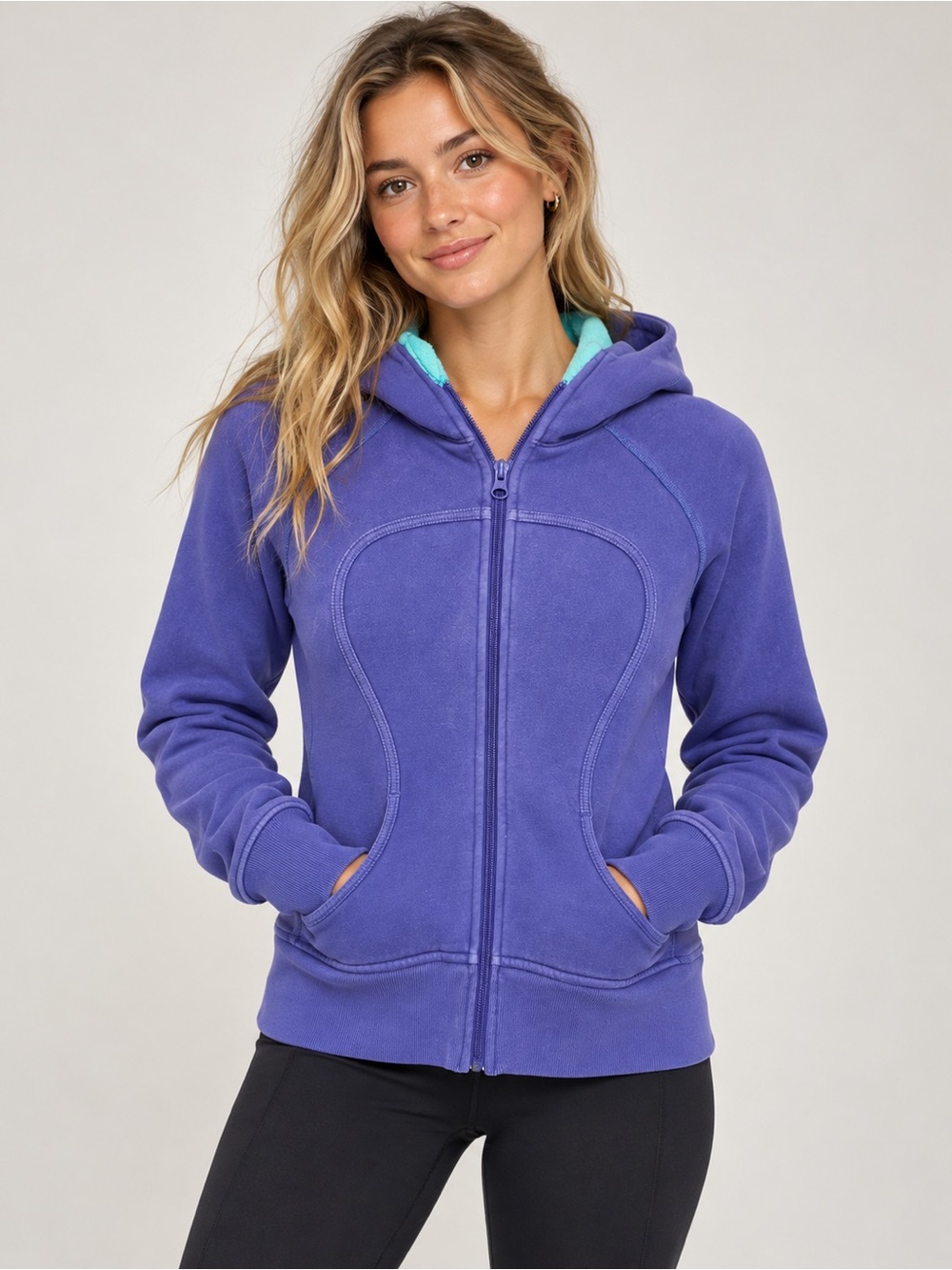 Lululemon Scuba Full Zip Hoodie Purple Teal Size 10 Vintage